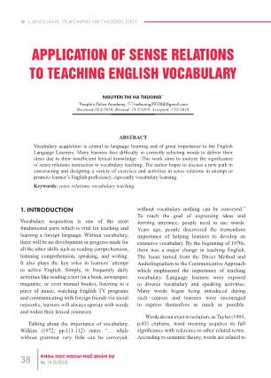 Application of sense relations to teaching English vocabulary