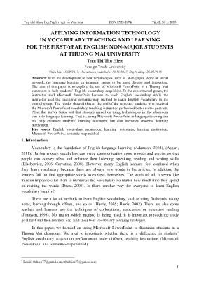 Applying information technology in vocabulary teaching and learning for the first-year English non-major students at Thuong Mai University