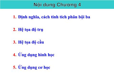 Bài giảng Giải tích II - Chương 4: Tích phân bội ba - Nguyễn Văn Quang
