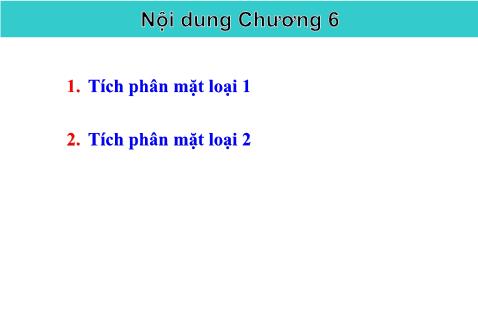 Bài giảng Giải tích II - Chương 6: Tích phân mặt - Nguyễn Văn Quang