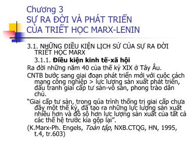 Bài giảng Triết học - Chương 3: Sự ra đời và phát triển của triết học Marx-Lenin