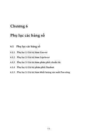 Bài giảng Xác suất thống kê - Chương 6: Phụ lục các bảng số - Nguyễn Thị Thu Thủy