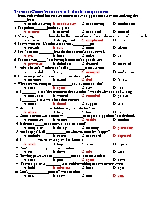 Bài tập trắc nghiệm về từ loại trong tiếng Anh