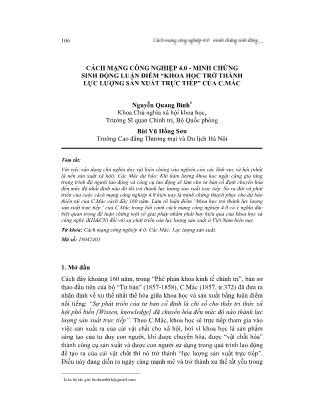 Cách mạng công nghiệp 4.0 - Minh chứng sinh động luận điểm “Khoa học trở thành lực lượng sản xuất trực tiếp” của C.Mác