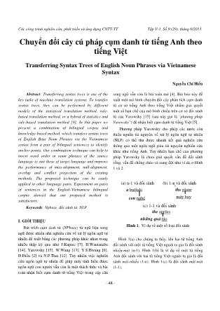 Chuyển đổi cây cú pháp cụm danh từ tiếng Anh theo tiếng Việt