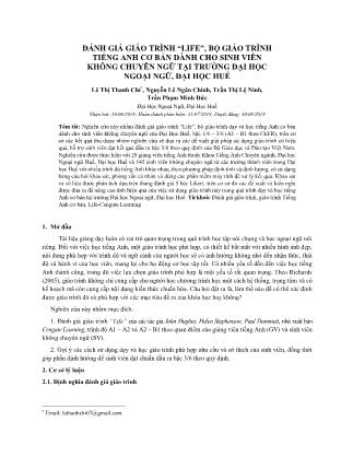 Đánh giá giáo trình “Life”, bộ giáo trình Tiếng Anh cơ bản dành cho sinh viên không chuyên ngữ tại trường Đại học Ngoại ngữ, Đại học Huế