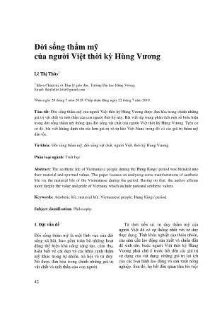 Đời sống thẩm mỹ của người Việt thời kỳ Hùng Vương