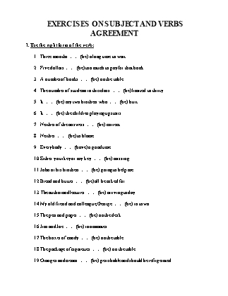Exercises on subject and verbs agreement