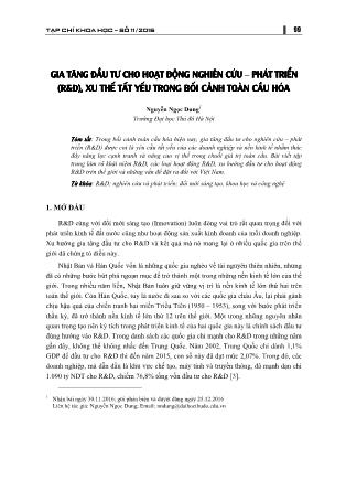 Gia tăng đầu tư cho hoạt động nghiên cứu - phát triển (R&D), xu thế tất yếu trong bối cảnh toàn cầu hóa