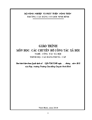 Giáo trình Các chuyên đề công tác xã hội