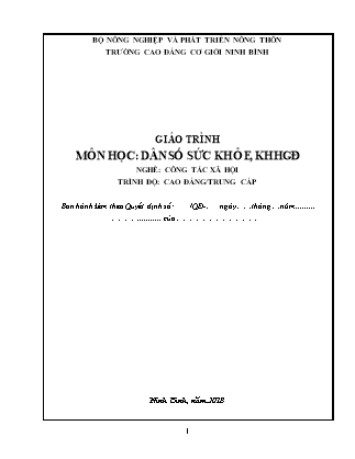 Giáo trình Dân số sức khỏe, kế hoạch hóa gia đình