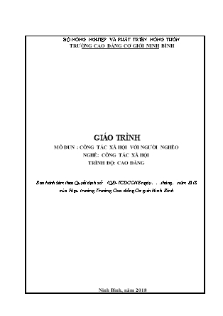 Giáo trình mô đun Công tác xã hội với người nghèo