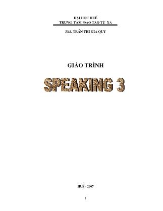 Giáo trình Speaking 3 (Phần 1)