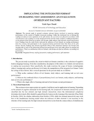 Implicating the integrated format on reading test assessment: An evaluation of relevant factors