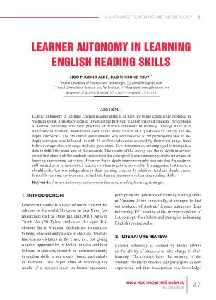 Learner autonomy in learning English reading skills