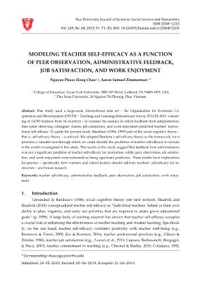 Modeling teacher self-efficacy as a function of peer observation, administrative feedback, job satisfaction, and work enjoyment