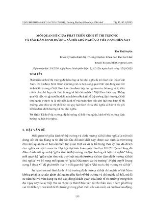 Mối quan hệ giữa phát triển kinh tế thị trường và bảo đảm định hướng xã hội chủ nghĩa ở Việt Nam hiện nay