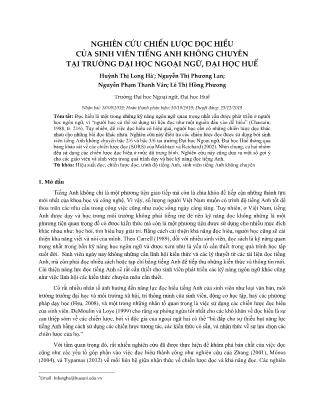 Nghiên cứu chiến lược đọc hiểu của sinh viên tiếng Anh không chuyên tại trường Đại học Ngoại ngữ, Đại học Huế