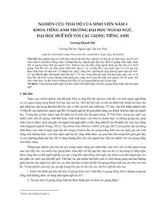 Nghiên cứu thái độ của sinh viên năm 4 khoa Tiếng Anh trường Đại học Ngoại ngữ, Đại học Huế đối với các giọng tiếng Anh