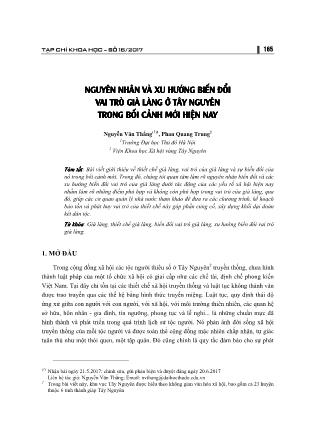 Nguyên nhân và xu hướng biến đổi vai trò già làng ở Tây Nguyên trong bối cảnh mới hiện nay