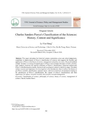 Phân loại khoa học của Charles Sanders Pierce: Lịch sử, nội dung và ý nghĩa