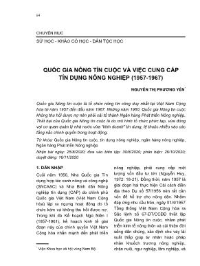 Quốc gia nông tín cuộc và việc cung cấp tín dụng nông nghiệp (1957-1967)