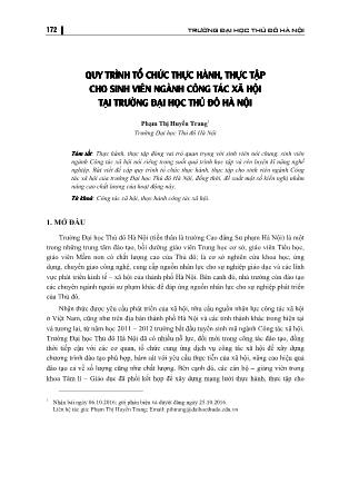 Quy trình tổ chức thực hành, thực tập cho sinh viên ngành Công tác xã hội tại trường Đại học Thủ đô Hà Nội