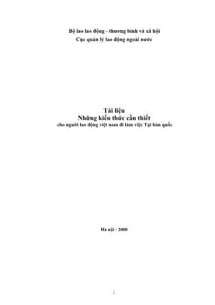 Tài liệu Những kiến thức cần thiết cho người lao động Việt Nam đi làm việc tại Hàn Quốc