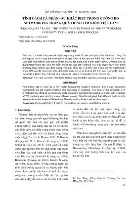 Tính cách cá nhân - Sự khác biệt trong cường độ Networking trong quá trình tìm kiếm việc làm