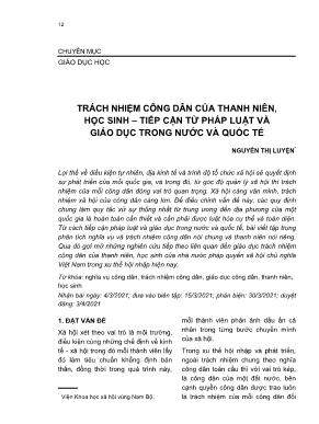 Trách nhiệm công dân của thanh niên, học sinh – Tiếp cận từ pháp luật và giáo dục trong nước và quốc tế