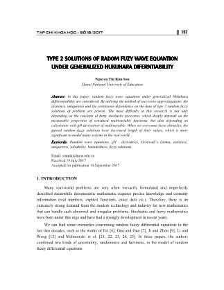 Type 2 solutions of radom fuzy wave equantion under generalized hukuhara diferntiability