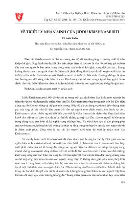 Về triết lý nhân sinh của Jiddu Krishnamurti