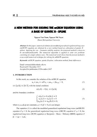 A new method for solving the mgrlw equation using a base of quintic B-Spline