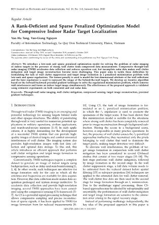 A rank-deficient and sparse penalized optimization model for compressive indoor radar target localization