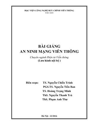 Bài giảng An ninh mạng viễn thông - Nguyễn Chiến Trinh