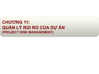 Bài giảng Quản lý dự án - Chương 11: Quản lý rủi ro của dự án (Project risk management)