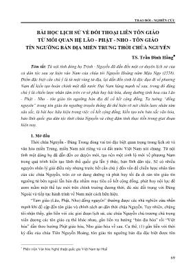 Bài học lịch sử về đối thoại liên tôn giáo từ mối quan hệ Lão - Phật - Nho - Tôn giáo tín ngưỡng bản địa miền Trung thời chúa Nguyễn