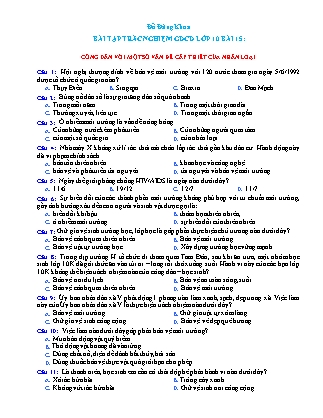 Bài tập trắc nghiệm môn Giáo dục công dân Lớp 10 - Bài 15: Công dân với một số vấn đề cấp thiết của nhân loại - Đỗ Đăng Khoa