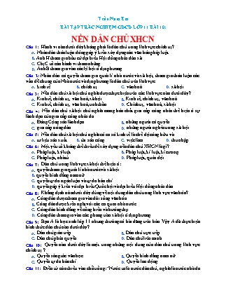 Bài tập trắc nghiệm môn Giáo dục công dân Lớp 11 - Bài 10: Nền dân chủ Xã hội chủ nghĩa - Trần Nam Em