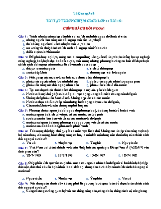 Bài tập trắc nghiệm môn Giáo dục công dân Lớp 11 - Bài 15: Chính sách đối ngoại - Lê Tuấn Tú