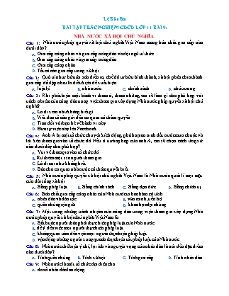 Bài tập trắc nghiệm môn Giáo dục công dân Lớp 11 - Bài 9: Nhà nước xã hội chủ nghĩa - Lê Bửu Đa