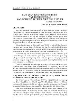 Cảnh quan rừng trong sự biến đổi và diễn thế nhân tác các cảnh quan tự nhiên - nhân sinh ở Yên Bái