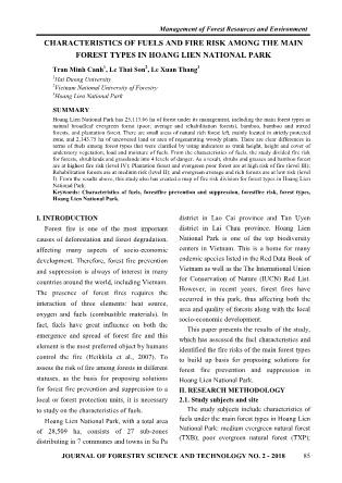 Characteristics of fuels and fire risk among the main forest types in Hoang Lien National Park