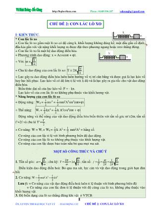 Chuyên đề Luyện thi Đại học môn Vật lý - Chủ đề 2: Con lắc lò xo - Vũ Đình Hoàng