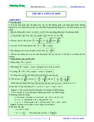 Chuyên đề Luyện thi Đại học môn Vật lý - Chủ đề 3: Con lắc đơn - Vũ Đình Hoàng