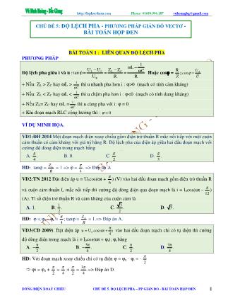 Chuyên đề Luyện thi Đại học môn Vật lý - Chủ đề 5: Độ lệch pha. Phương pháp giản đồ vectơ. Bài toán hộp đen - Vũ Đình Hoàng