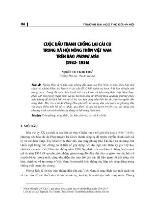 Cuộc đấu tranh chống lại cái cũ trong xã hội nông thôn Việt Nam trên báo Phong hóa (1932-1936)