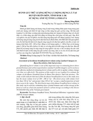 Đánh giá trữ lượng rừng lá rộng rụng lá tại huyện Buôn Đôn, tỉnh Đắk Lắk sử dụng ảnh vệ tinh Landsat 8