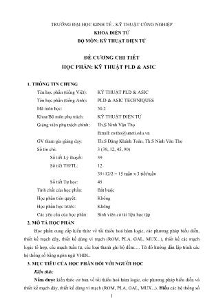 Đề cương chi tiết học phần Kỹ thuật PLD & ASIC