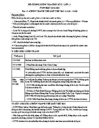 Đề cương kiểm tra cuối học kỳ II môn Lịch sử Lớp 11 - Năm học 2020-2021